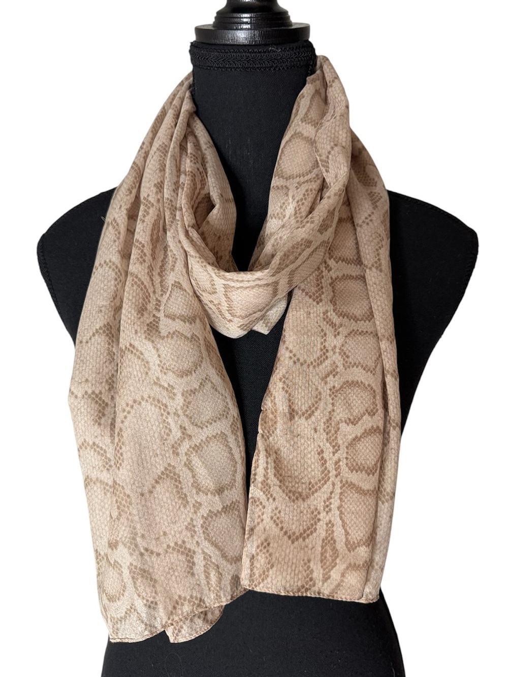 Lightweight Python Snakeskin Oblong Scarf Silky Soft